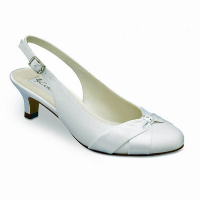 Destiny Dyeable White Low Heel Bridal Shoes