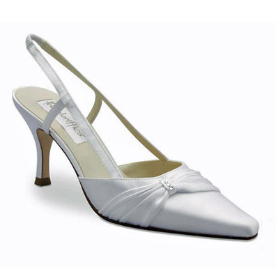 Donna White Satin Mid Heel Bridal Shoes