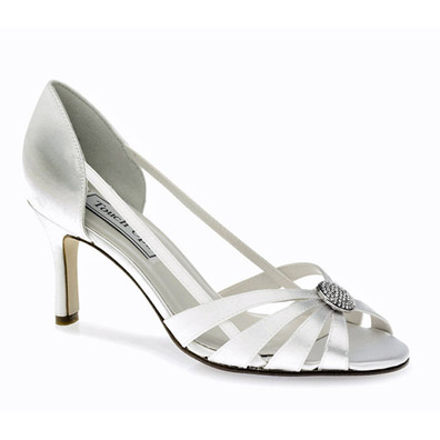 Gemini White Satin Mid Heel Bridal Shoes