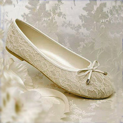 Glamour Ballet Flat Heel Ivory Bridal Shoes View Larger Image