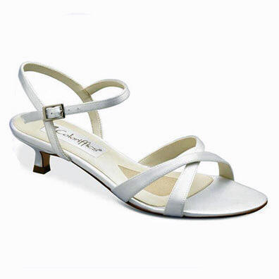 Bridal Shoes.net | Lindsay White Satin Low Heel Bridal Shoes