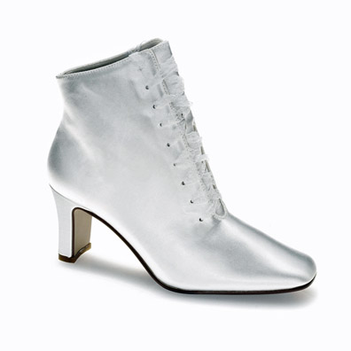 Ronnie White Satin Mid Heel Bridal Boots