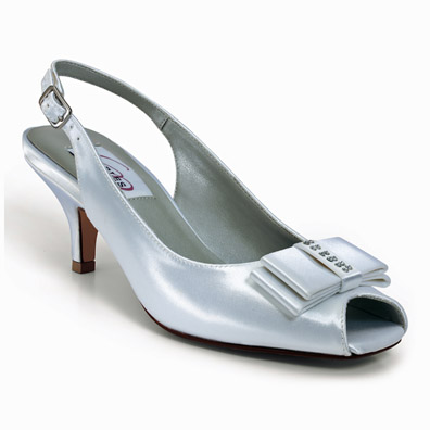 Shelly Dyeable White Satin Mid Heel Bridal Shoes