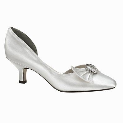 Tia Dyeable White Satin Mid Heel Bridal Shoes