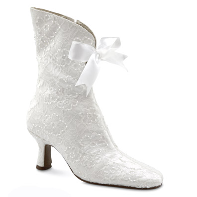 Victoria White Beaded Bridal Boots